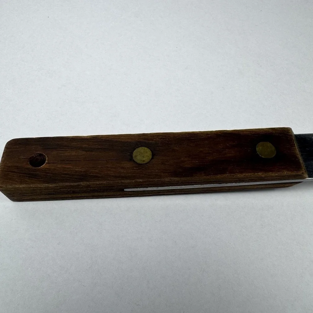 Vintage Vernco Stainless Steel Slotted Spatula Serrated Edge Wood Handle Japan